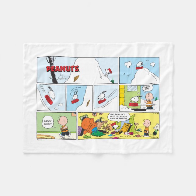 Snoopy Sled Riding Food Dish Fleecefilt (Framsidan (Horisontell))