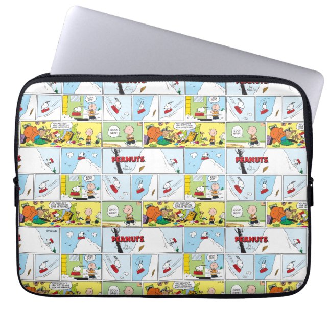 Snoopy Sled Riding Food Dish Laptop Fodral (Framsidan)