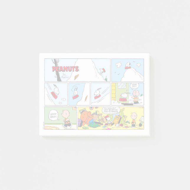 Snoopy Sled Riding Food Dish Post-it Block (Framsida)