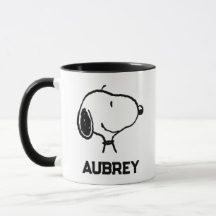 Snoopy Smile Giggle Laugh Lägg till ditt namn Mugg