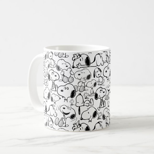 Snoopy Smile Giggle Laugh Mönster Kaffemugg (Framsida vänster)
