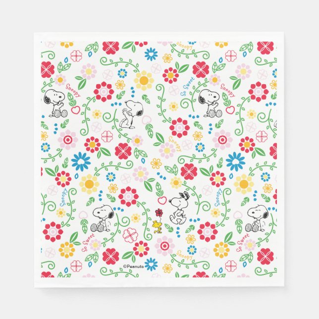 Snoopy So Sweet Flower Pattern Pappersservett (Framsidan)