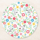 Snoopy So Sweet Flower Pattern Underlägg Papper Rund<br><div class="desc">Take a look at this super cute design featuring Snoopy in a bright,  floral garden pattern.</div>