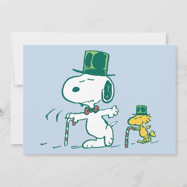 Snoopy Topphatt Pepparmyntsgodis Julkort (Framsida)