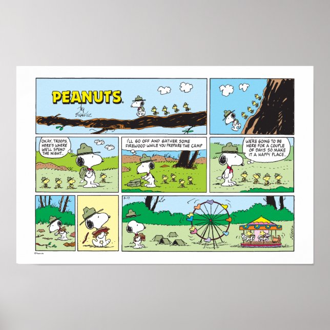 Snoopy & Vänner | Gå på Camping Poster (Framsidan)