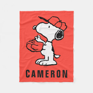 Snoopy Varsity Sports Baseball   Lägg till ditt na Fleecefilt