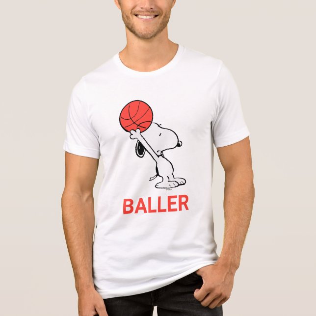 Snoopy Varsity Sports Basketball T Shirt (Framsida)