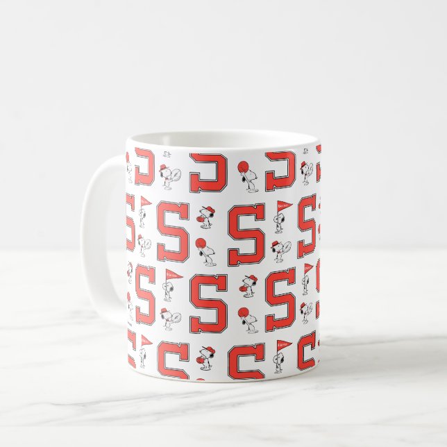 Snoopy Varsity Sports Mönster Kaffemugg (Framsida vänster)