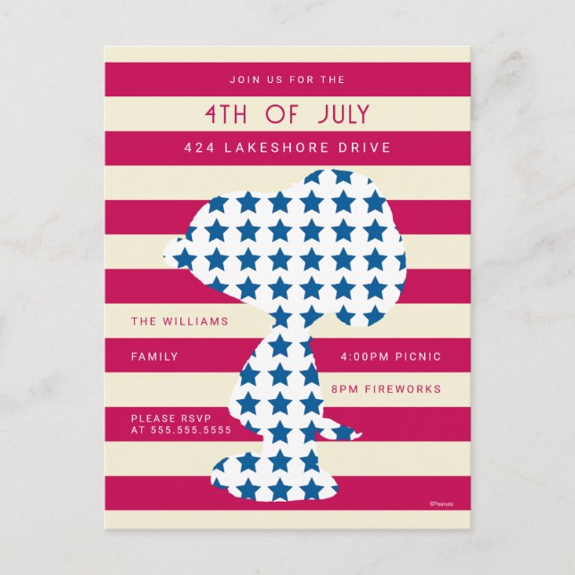 Snoopy Vintage Stars & Stripes Vykort (Framsida)