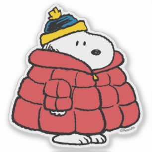 Snoopy vinter i puffkåpa dekal