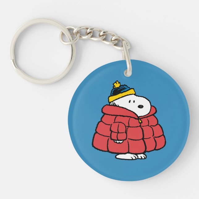 Snoopy Vinter i Uppfylld Jacka Nyckelring (Framsidan)