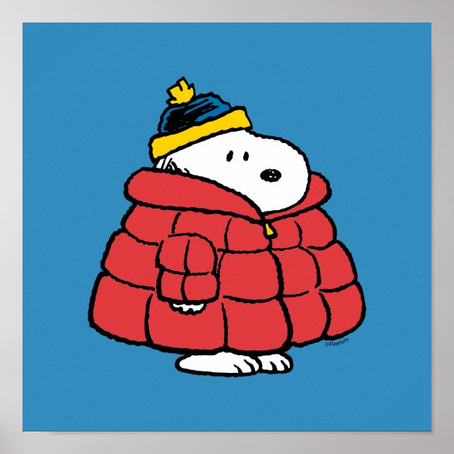 Snoopy Vinter i Uppfyllnadsjacka Affisch (Framsidan)