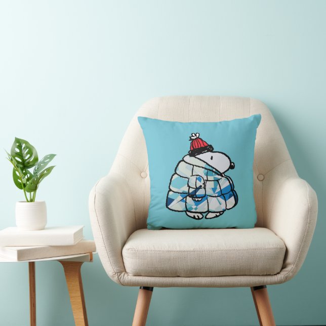 Snoopy Winter Gem Puffer Jacket Throw Pillow Kudde (Stol)