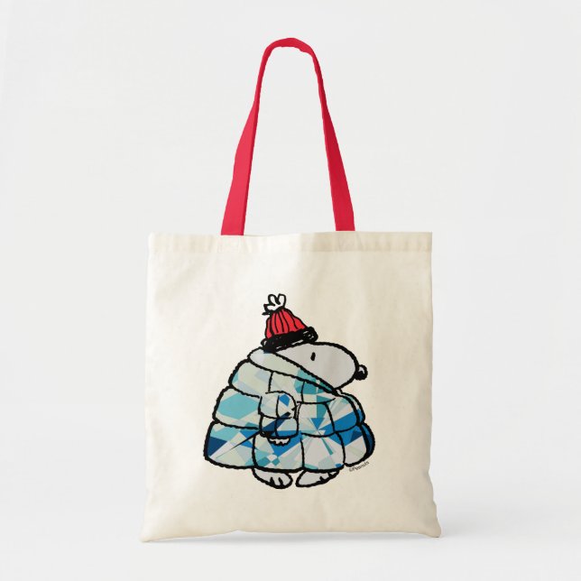 Snoopy Winter Gem Puffer Jacket Tote Bag Tygkasse (Framsidan)
