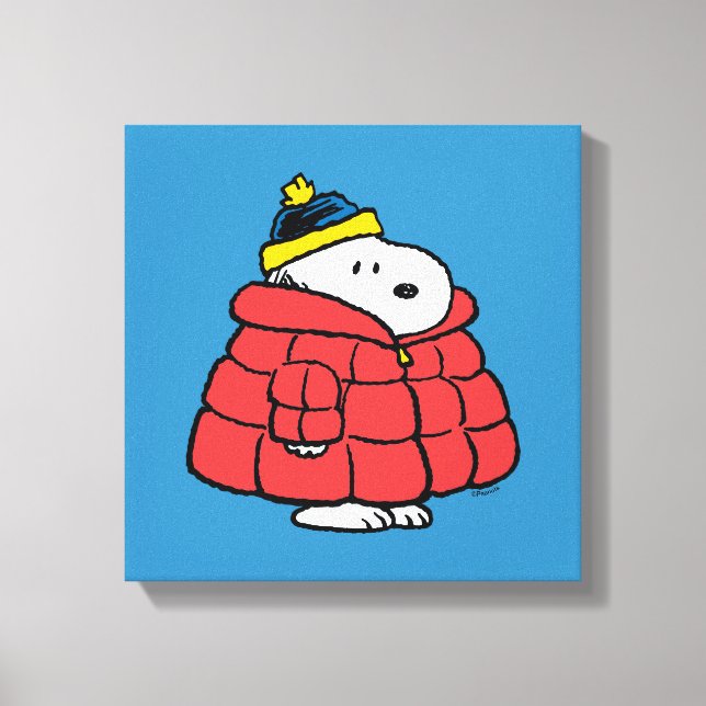 Snoopy Winter in Puffer Coat Canvas Print (Framsida)