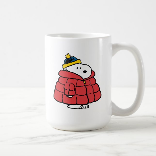 Snoopy Winter in Puffer Coat Coffee Mug Kaffemugg (Höger)
