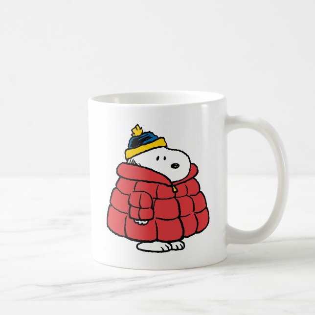 Snoopy Winter in Puffer Coat Coffee Mug Kaffemugg (Höger)
