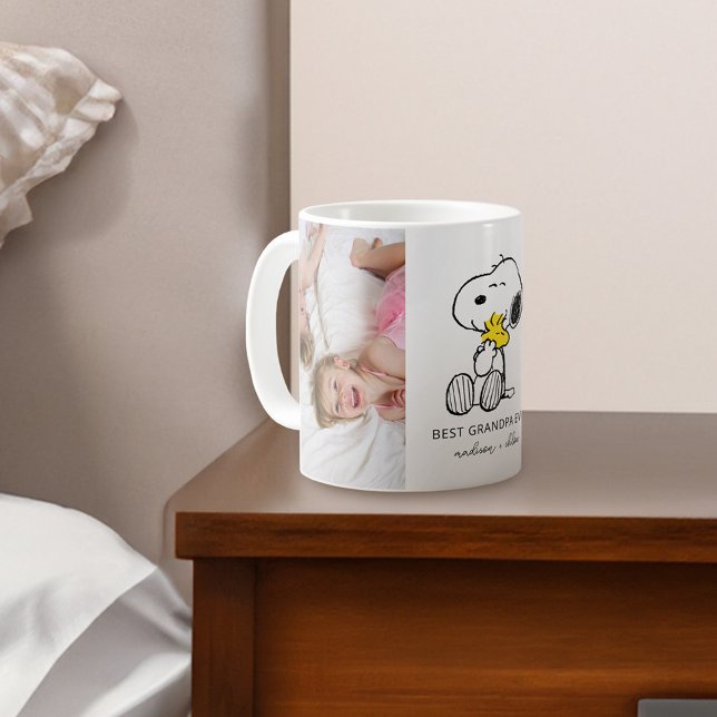 Snoopy & Woodstock | Bästa farfar - Foto Kaffemugg (Mug on bedside table)