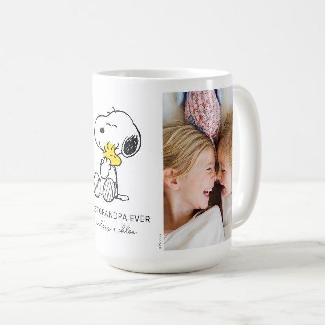 Snoopy & Woodstock | Bästa farfar - Foto Kaffemugg (Framsida höger)