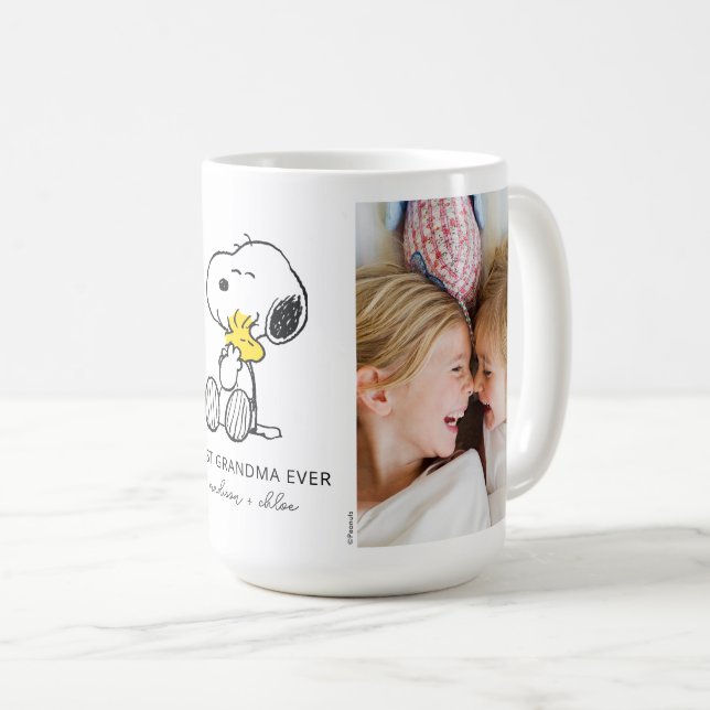 Snoopy & Woodstock | Bästa farmor - Foto Kaffemugg (Framsida höger)