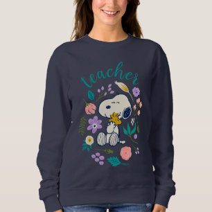 Snoopy & Woodstock Blomsteromfamning Lärare T Shirt