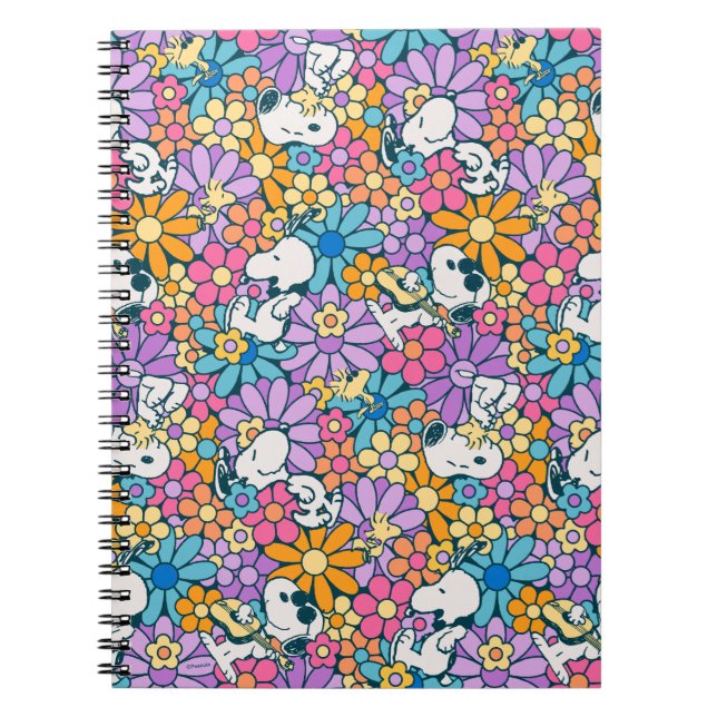 Snoopy & Woodstock Flower Mönster Anteckningsbok (Framsidan)