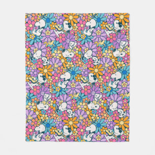 Snoopy & Woodstock Flower Mönster Fleecefilt