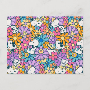 Snoopy & Woodstock Flower Mönster Vykort
