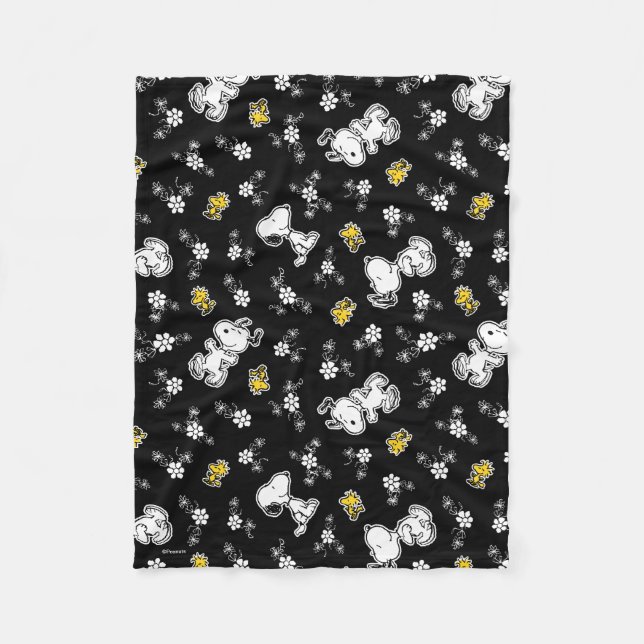 Snoopy & Woodstock Fun & Flowers Fleecefilt (Framsidan)