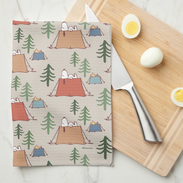 Snoopy & Woodstock Go Camping Mönster Kökshandduk (Vikt i Fjärdedel)