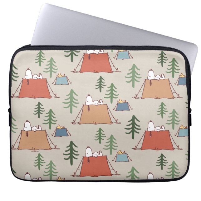Snoopy & Woodstock Go Camping Mönster Laptop Fodral (Framsidan)