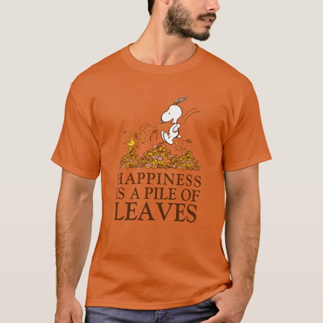 Snoopy & Woodstock Höst löv T Shirt (Framsida)