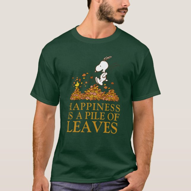 Snoopy & Woodstock Höst löv T Shirt (Framsida)