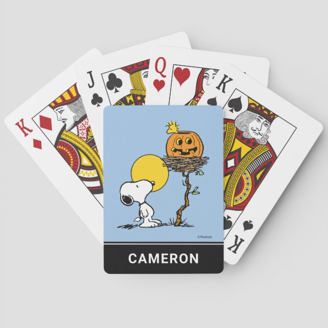 Snoopy & Woodstock Jack O'Lantern-uppspelningskort Casinokort (Baksidan)