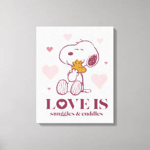 Snoopy & Woodstock - Kärlek är Snuggles & Cuddles Canvastryck