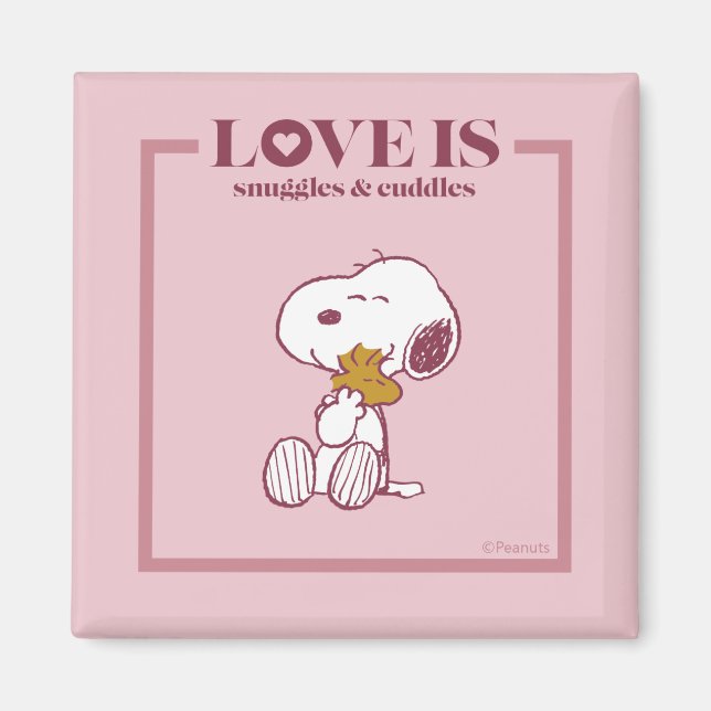 Snoopy & Woodstock - Kärlek är Snuggles & Cuddles Magnet (Framsidan)