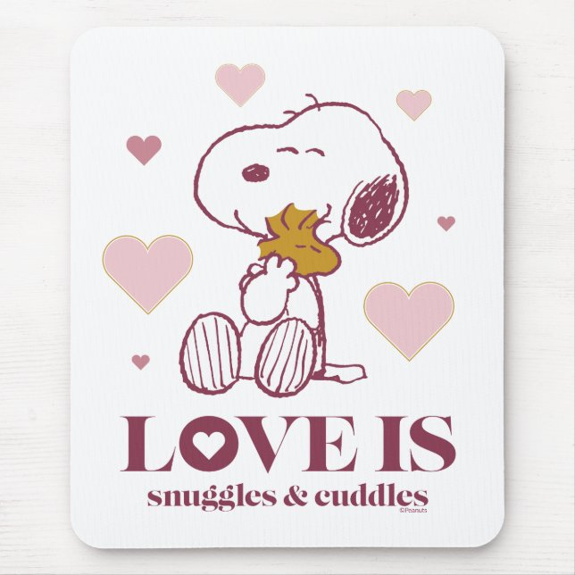 Snoopy & Woodstock - Kärlek är Snuggles & Cuddles Musmatta (Framsidan)