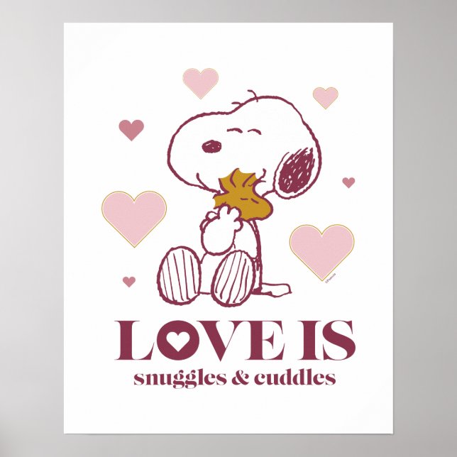 Snoopy & Woodstock - Kärlek är Snuggles & Cuddles Poster (Framsidan)