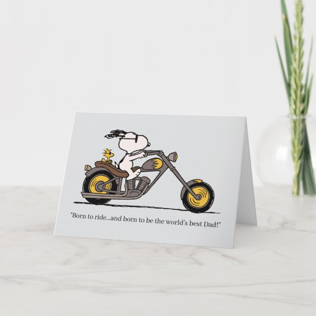 Snoopy & Woodstock Motorcykel Fars dag Kort (Framsida)