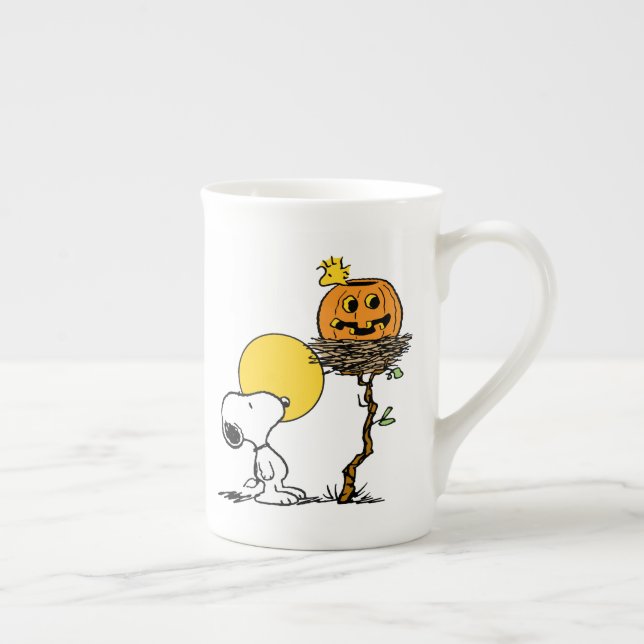 Snoopy & Woodstock Nest med Jack O'Lantern Benporslin Mugg (Höger)