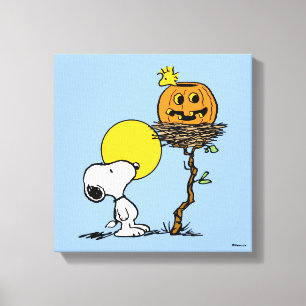 Snoopy & Woodstock Nest med Jack O'Lantern Canvastryck