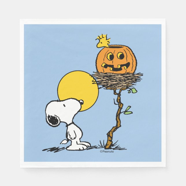 Snoopy & Woodstock Nest med Jack O'Lantern Pappersservett (Framsidan)