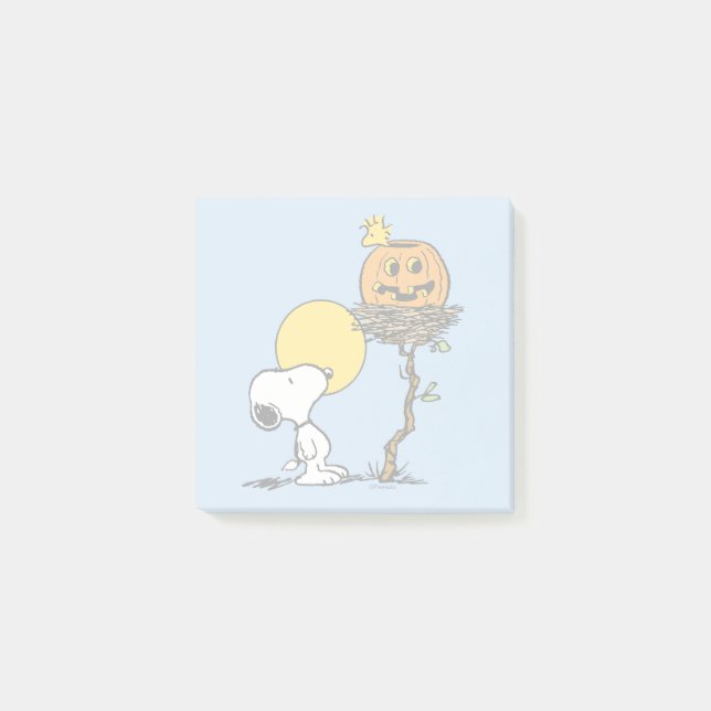 Snoopy & Woodstock Nest med Jack O'Lantern Post-it Block (Framsida)