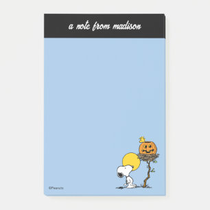Snoopy & Woodstock Nest med Jack O'Lantern Post-it Block
