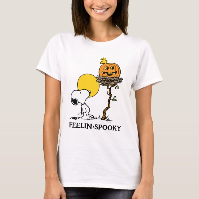Snoopy & Woodstock Nest med Jack O'Lantern T Shirt (Framsida)