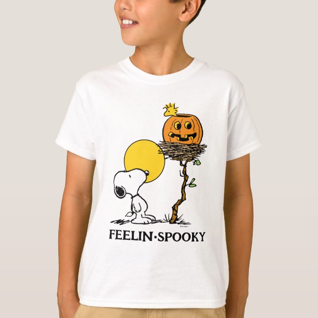 Snoopy & Woodstock Nest med Jack O'Lantern T Shirt (Framsida)