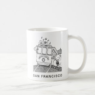 Snoopy, Woodstock och Charlie Brown på en vagn Kaffemugg