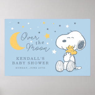 Snoopy & Woodstock   Över månen baby shower Pos Poster