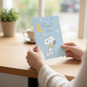 Snoopy & Woodstock   Över månen Baby Shower Tacksa Tack Kort
