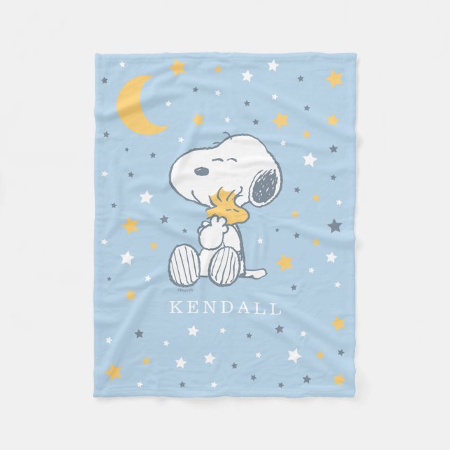 Snoopy & Woodstock | Over the Moon Baby Shower Fleecefilt (Framsidan)